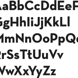 May include: Black uppercase and lowercase letters of the alphabet arranged in rows. The letters are in a bold, sans-serif font. The letters are evenly spaced and displayed against a white background.