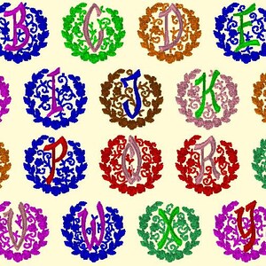 Embroidery Machine Files - Wreath ABC 2 Inch Letters