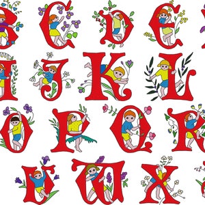 Embroidery Machine Files - Flower Kids Alphabet 3 Inch