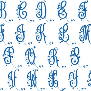 Machine Embroidery Design Letters - Monogram Script Letters (3 inch - Left and Right Letters Only) , No Center)