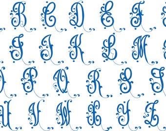 Machine Embroidery Design Letters - Monogram Script Letters (3 inch - Left and Right Letters Only) , No Center)