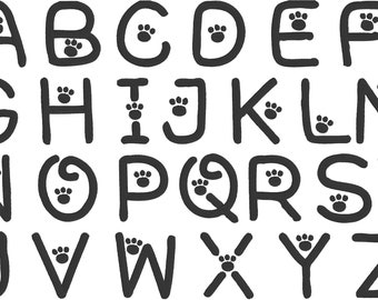 Borduurmachinebestanden - Lettertype Paws Lettertype 1 - 2 inch