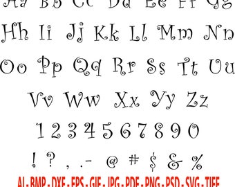 Curly style alphabet graphics files for CRICUT and SILHOUETTE Cameo vinyl cutters