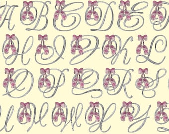 Lettere di disegno del ricamo della macchina - Balletto Pantofole Monogram
