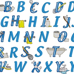 Embroidery Machine Files - Bath Time  Alphabet 2 Inch