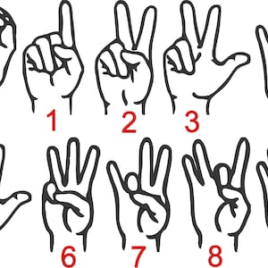 Embroidery Machine Files  - American Sign Language Font NUMBERS