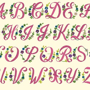 Embroidery Machine Files - FLOWERS ABC 1.5 Inch