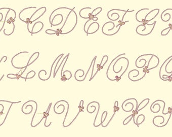 Lettere di disegno del ricamo a macchina - fiore di script punteggiato 3 pollici