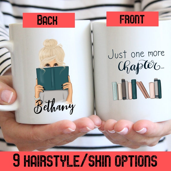 Personalized Bookworm Mug Reading Gift, One More Chapter Book Club Cup