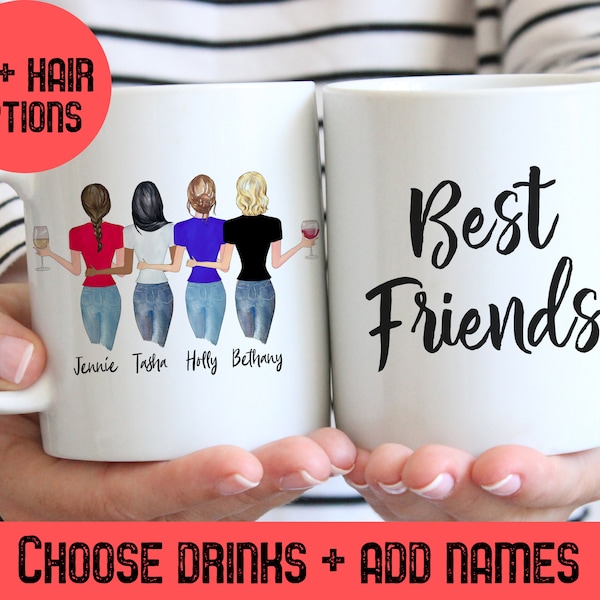 Caneca personalizada para quatro amigos: presente personalizado para melhores amigos