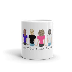 Friend Mug Personalized Gifts, Besties Coffee Mug for Girls, Up to 6 Best Friends Gift