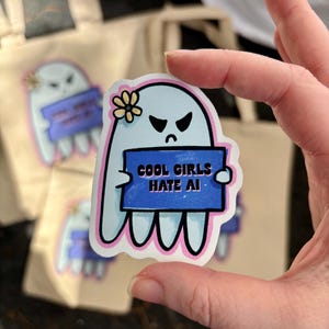 Cool Girls Hate AI Sticker | ghostie anti-ai sticker