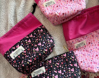 Love Hearts Project Bag: Watercolor Knitting Crochet Bag