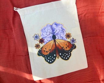MS Butterfly Printed Drawstring Bag | Crafting Tote | Proceeds support National Multiple Sclerosis Society