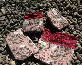 Gingerbread Project Bag: Christmas Knitting, Crochet Drawstring Pouch