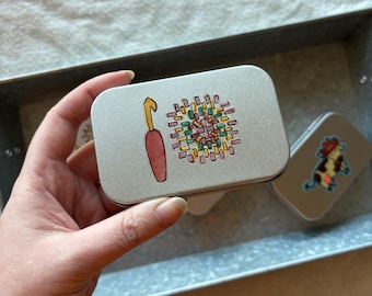 Granny Square Crafting Notions Tin | Perfect for Knitting | Crochet | Fiber Arts | Sewing Essential | Tailor&#39;s Tool