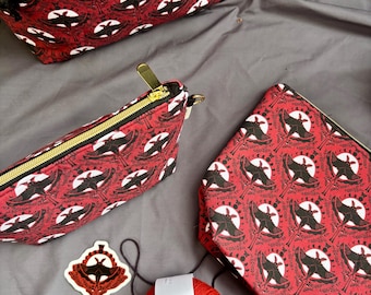 Mothman Project Bag | Hand-Drawn Spooky Cryptid Zipper Drawstring Bag