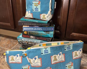 Bookish Project Bag: Handmade Drawstring Knitting Bag