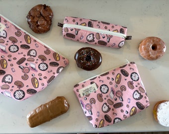 Donut Project Bag: Handmade Knitting Crochet Bag - Drawstring or Zipper