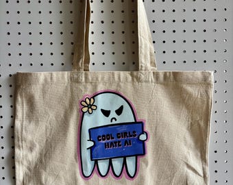 Cool Girls Hate AI Tote Bag | Reusable Grocery Tote | Crafting Tote | Ghostie Shopper | Eco Shopping Bag | Fun Gift