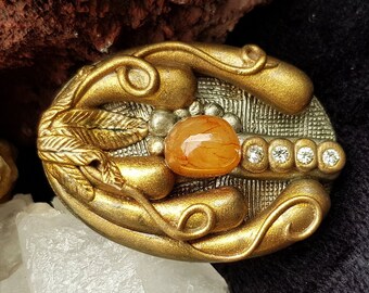 One of a kind, Brooch "Moments", Professional Epoxy Modeling Putty, Agate Stone, Four Rhinestones, handmade, 70s , in My Hippie era :)
