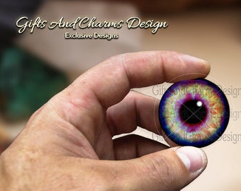 Glass Eyes, Blythe Eye Chips, Dragon Eyes, Fantasy Eyes, Steampunk, Cat Eyes, Human Eyes, Handmade, Glass Round Dome Cabochons H019