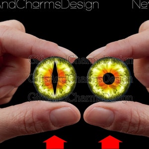 Glass Eyes, Dragon Eyes, Fantasy Eyes, Steampunk, Reptilian Eyes, Cat eyes, Human Eyes, Handmade, High Quality, High-end Cabochons DE082