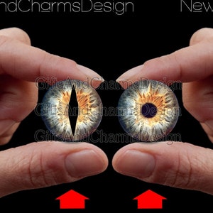 Glass Eyes, Dragon Eyes, Fantasy Eyes, Steampunk, Reptilian Eyes, Cat eyes, Human Eyes, Handmade, High Quality, High-end Cabochons DE101