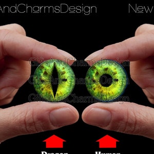 Glass Eyes, Dragon Eyes, Fantasy Eyes, Steampunk, Reptilian Eyes, Cat eyes, Human Eyes, Handmade, High Quality, High-end Cabochons DE086