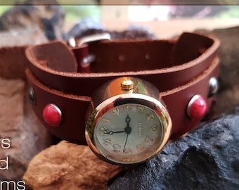 Montre bracelet pour femme, en cuir, toutes mes montres sont mes propres créations