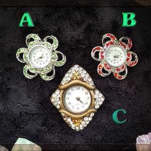 One of a Kind Watches -  Blank - Quartz, New, red, green or white glass rhinestones, DIY, Watches Blanks Jewelery - Watch Without Bracelet