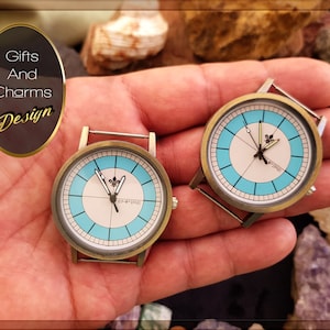 Watch Faces Quartz, Modern Style, Unisex, White, Sky Blue Dial,  New, blank. Color: bronze,, watches blanks Jewelery maker Without bracelet