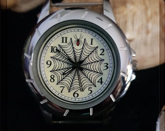 Montre vierge -"Spider Web" - quartz, neuve, couleur argent, DIY, montre vierges Schmuckbastler - montre-bracelet sans bracelet