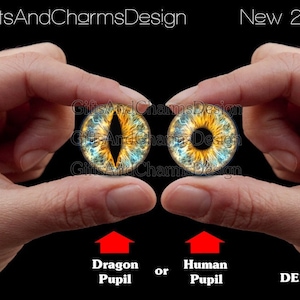 Glass Eyes, Dragon Eyes, Fantasy Eyes, Steampunk, Reptilian Eyes, Cat eyes, Human Eyes, Handmade, High Quality, High-end Cabochons DE155