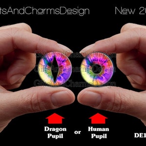Glass Eyes, Dragon Eyes, Fantasy Eyes, Steampunk, Reptilian Eyes, Cat eyes, Human Eyes, Handmade, High Quality, High-end Cabochons DE142