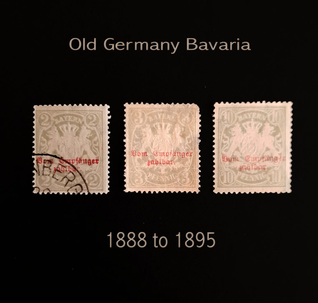 1888-1895 Old Germany Stamp Set 3 Pieces, Bavaria - Used - Rare - Etsy