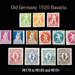 1920 Old Germany Stamp Set, 13 pieces Bavaria - Good condition- Used - Rare