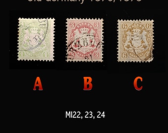 1867 - 1868 - 3 piezas - Sellos antiguos de Alemania, Baviera - 1, 3, o de 6 Kreuzer - Usados