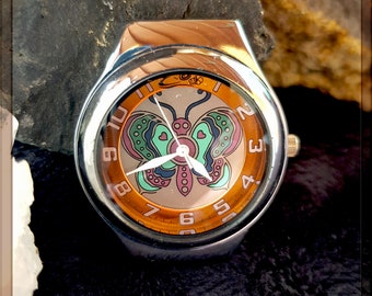 Bekijk blanco - "Butterfly" - quartz, nieuw, kleur zilver, 4 kleuren wijzerplaten, doe-het-zelf, horloge-blanco's Schmuckbastler - polshorloge Zonder armband