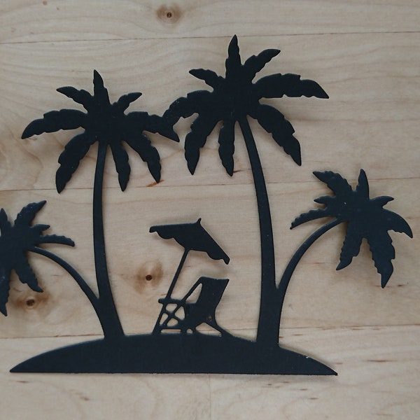 Palmen-Insel-Liegestuhl-Sonnenschirm-Stanzteile-130g-Tonpapier-Kartenschmuck-Kartenaufleger-Scrapbooking-Farbwahl
