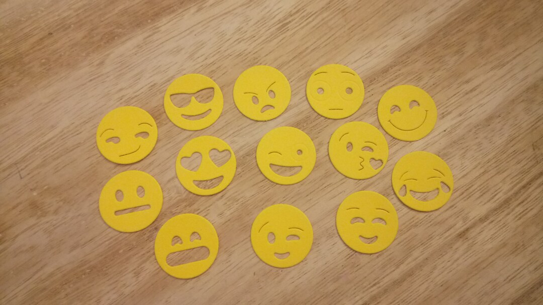 Smileysemojis13partspunched Parts220g Cardboardcard Etsy