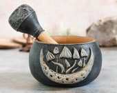 Mortar and pestle witch - Mushroom moon