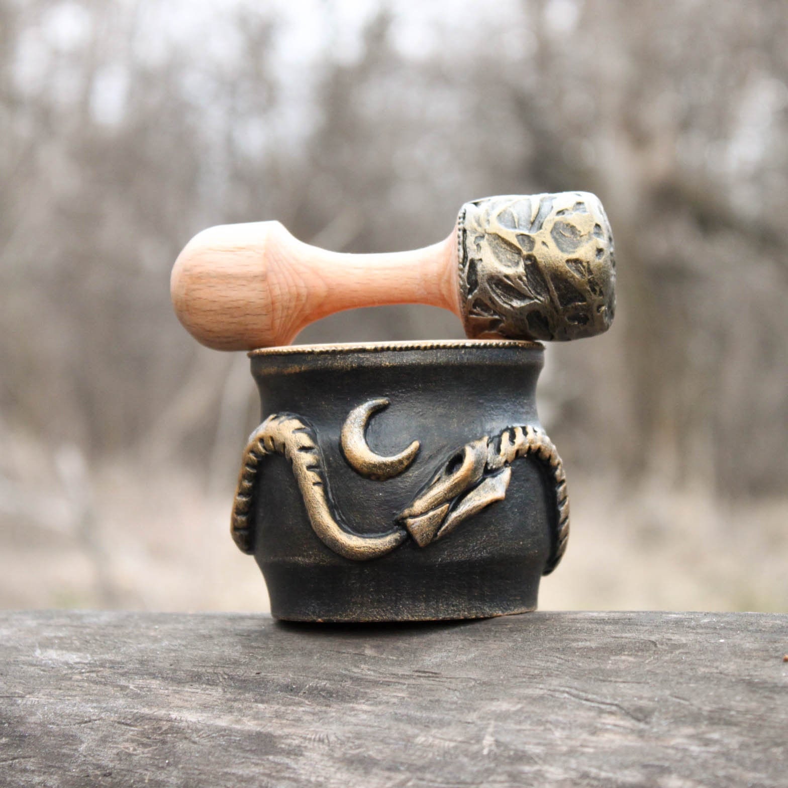 Small wood mortar and pestle witch Etsy