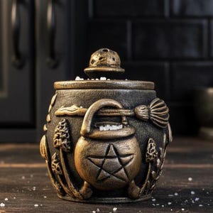 Witchy gifts for best friend Pinch pot Salt cellar Wooden salt holder Forest witch kitchen decor