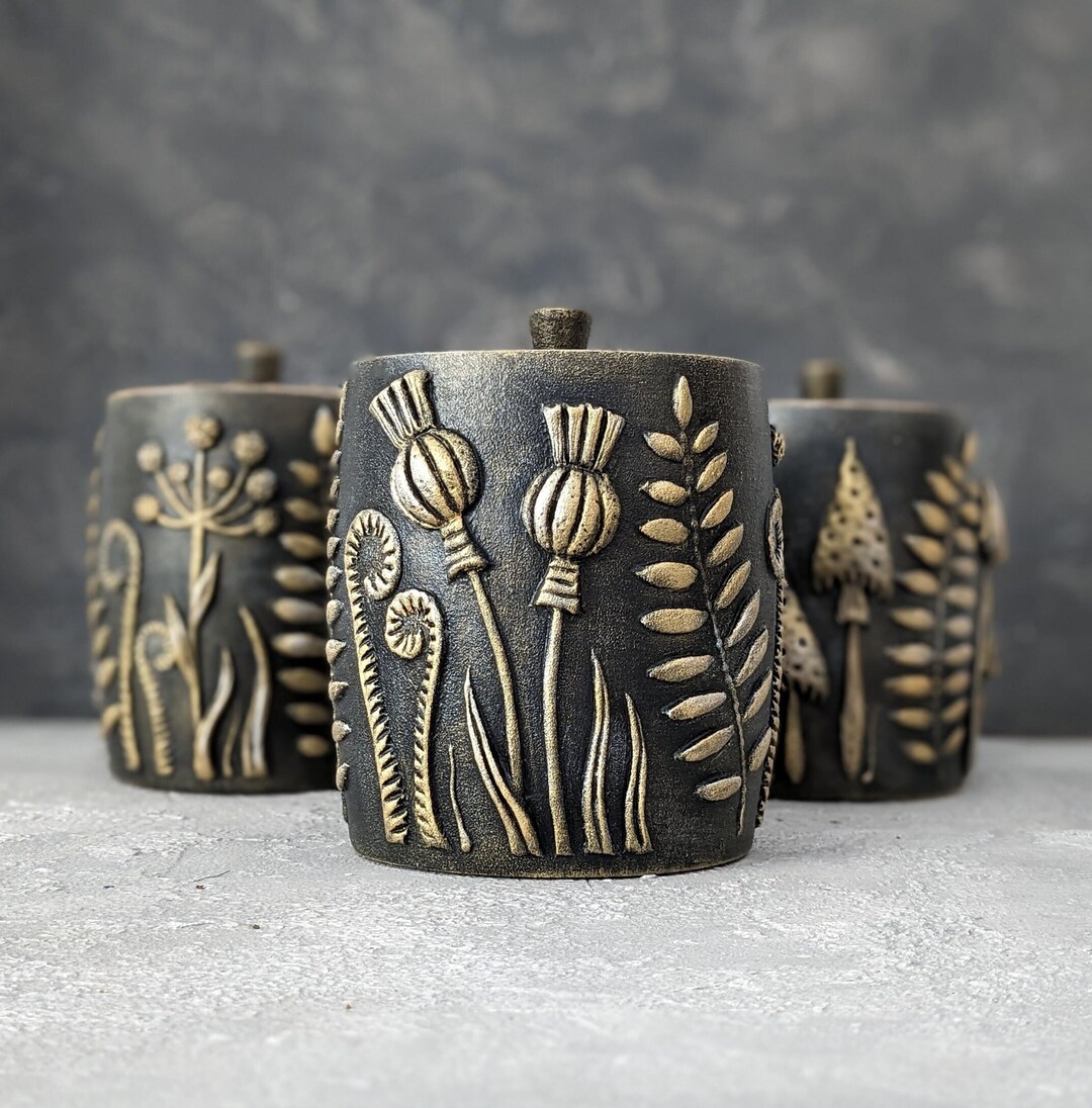 Forest Witch Kitchen Canister With Lid // Tea Canister // Wooden ...