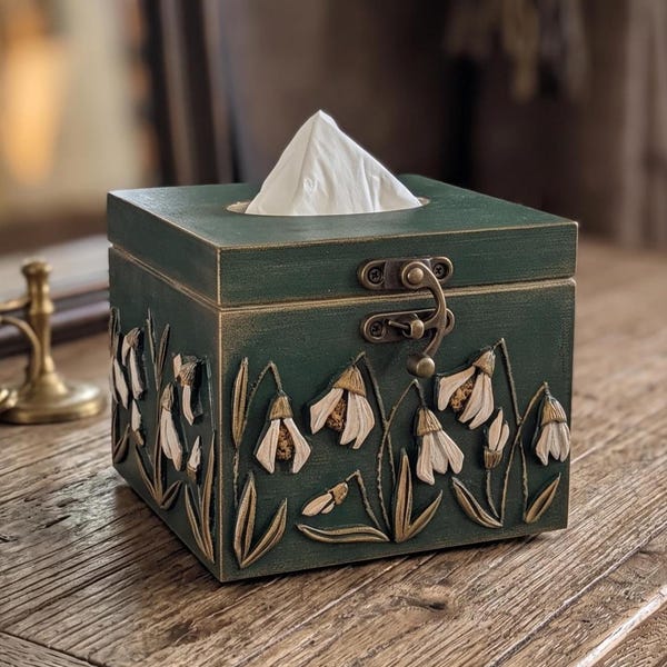 Snowdrop tissue box square Napkin holder