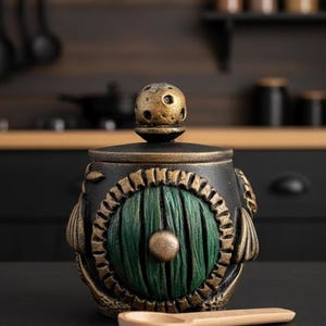 Fairy house Small salt cellar Pinch pot Wooden salt holder Witchy gifts for best friend Cottage witch decor