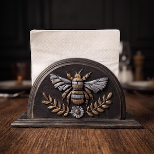 Cottagecore bee napkin holder for table Mail organizer desk Bee keeper gift