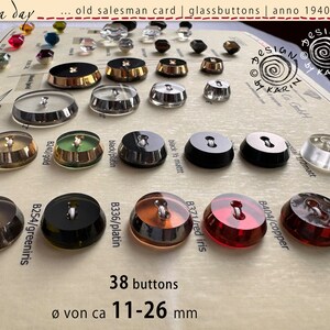 38 old collector's glass buttons from 1930/40 on sample card two different impressive designs ø approx. 11-26 mm No. X-4843 image 5