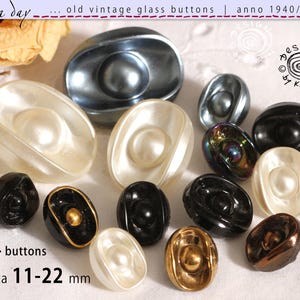 14 vecchi bottoni vintage in vetro degli anni '50/'60 - forma bella e raffinata - vari colori - ø da ca. 11-22 mm - N. 830